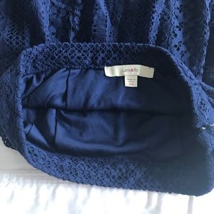 Lark & Ro Blue Lace Knee Length Skirt XS